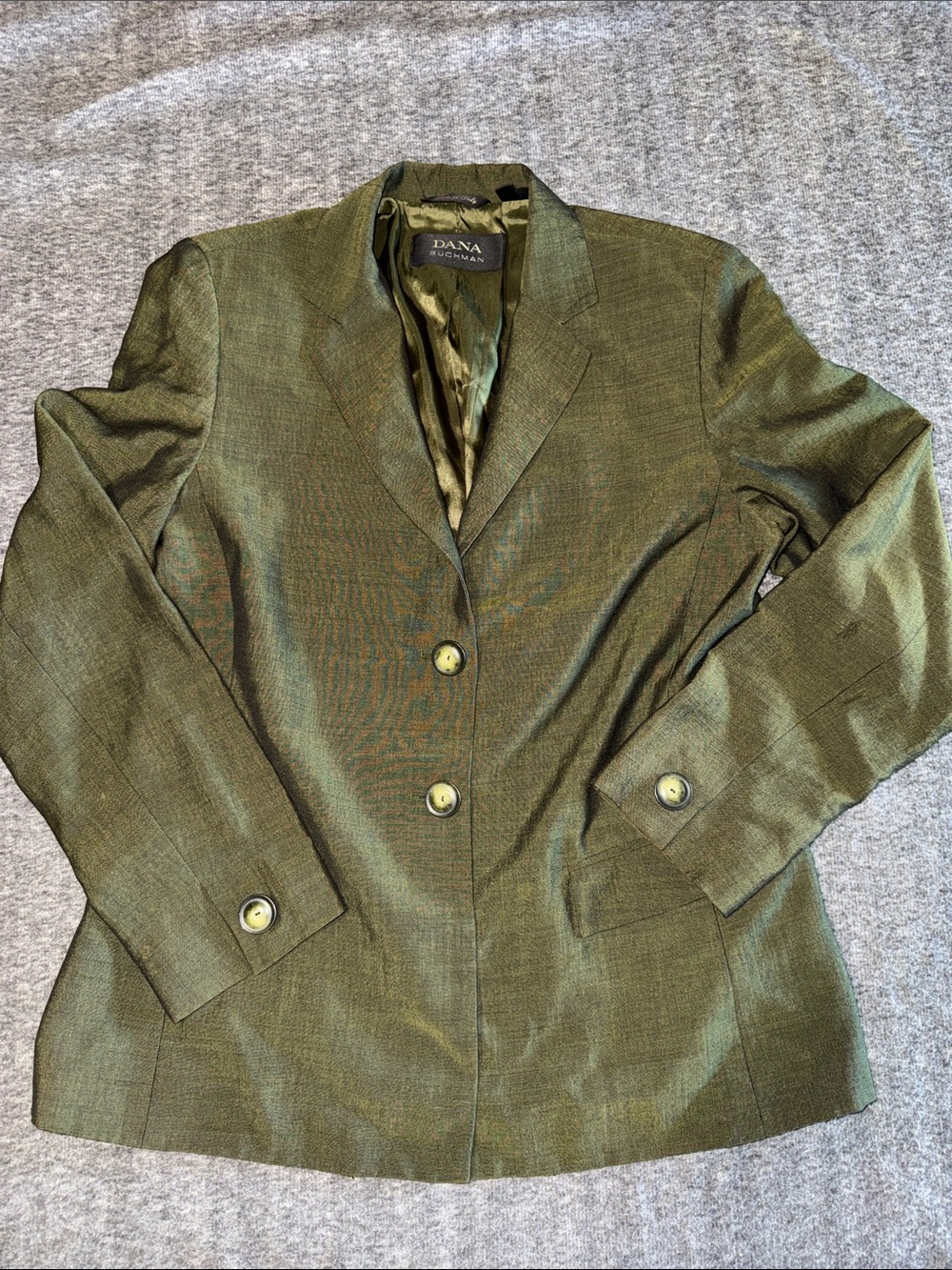 Dana Buchman Olive Green Two-Button Blazer